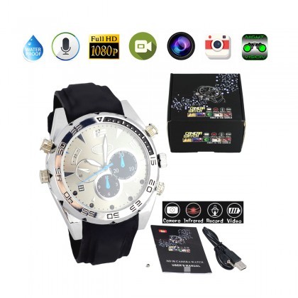 Night Vision DV Camera Watch Waterproof 32GB Full-HD